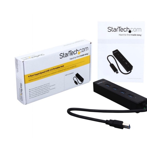 Startech ST4300PBU3 4-port Portable USB 3.0 Hub Built-in Cable Super Speed NEW - Picture 5 of 5